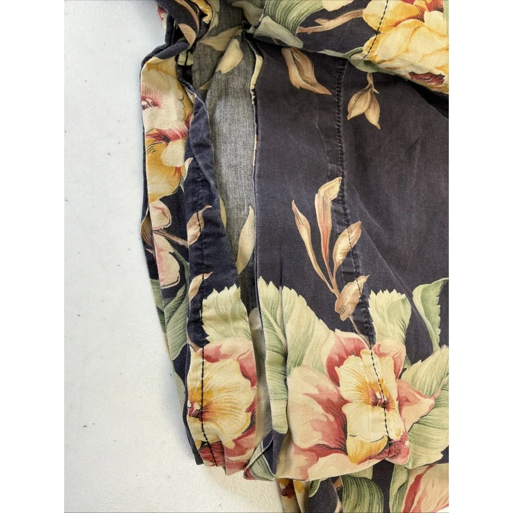 Ralph Lauren Charleston Floral Black FULL Flat Sheet Vintage fabric